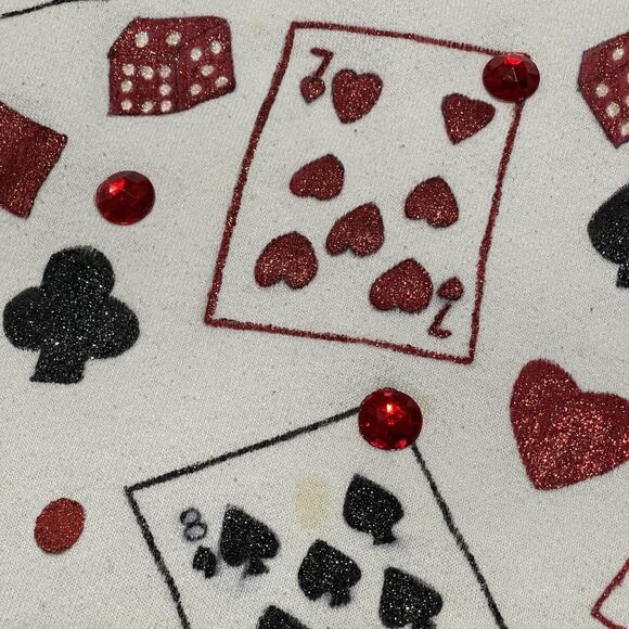 VTG Jerzees Sweatshirt Womens Large Poker Cards Custom Homemade Craft Crewneck - Picture 3 of 9